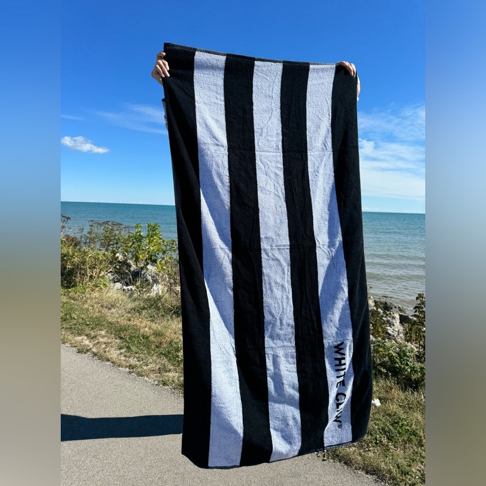 White Claw Striped Beach Towel